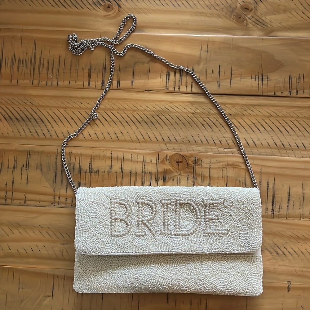 Beaded BRIDE bag. Used once for bachelorette weekend. Excellent condition